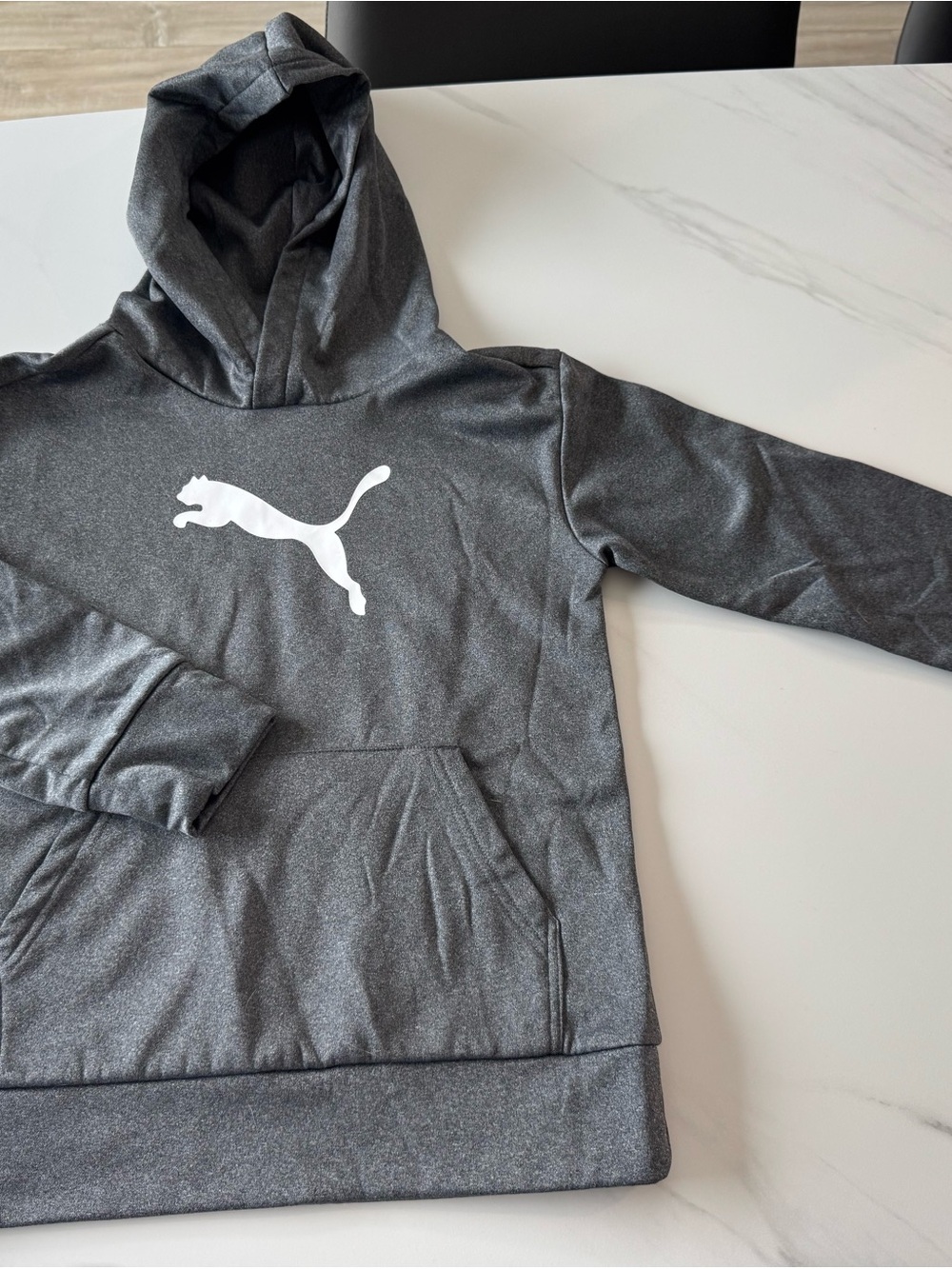 Puma Kids Dark Gray Hoodie with White Puma Logo
